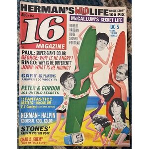 16 Magazine August 1965 Beatles Rolling Stones David McCallum Peter Gordon